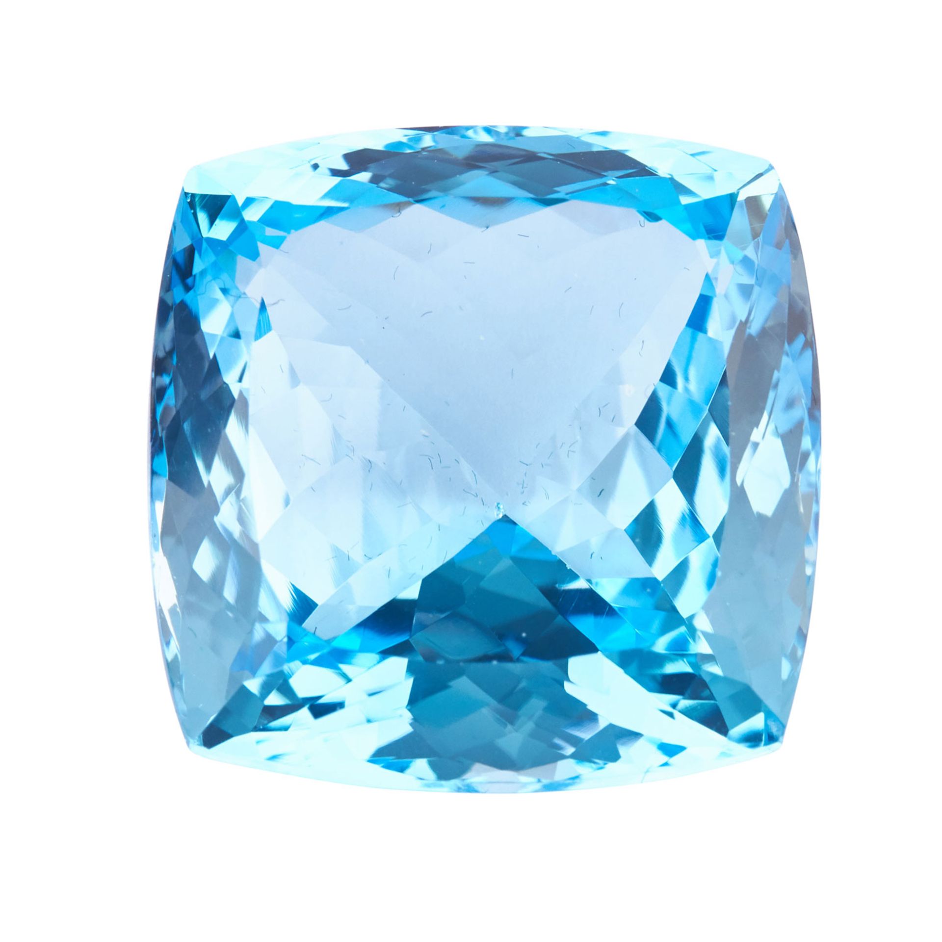 Blautopas, ca.76,9 ct.behandelt, Kissen, augenrein.