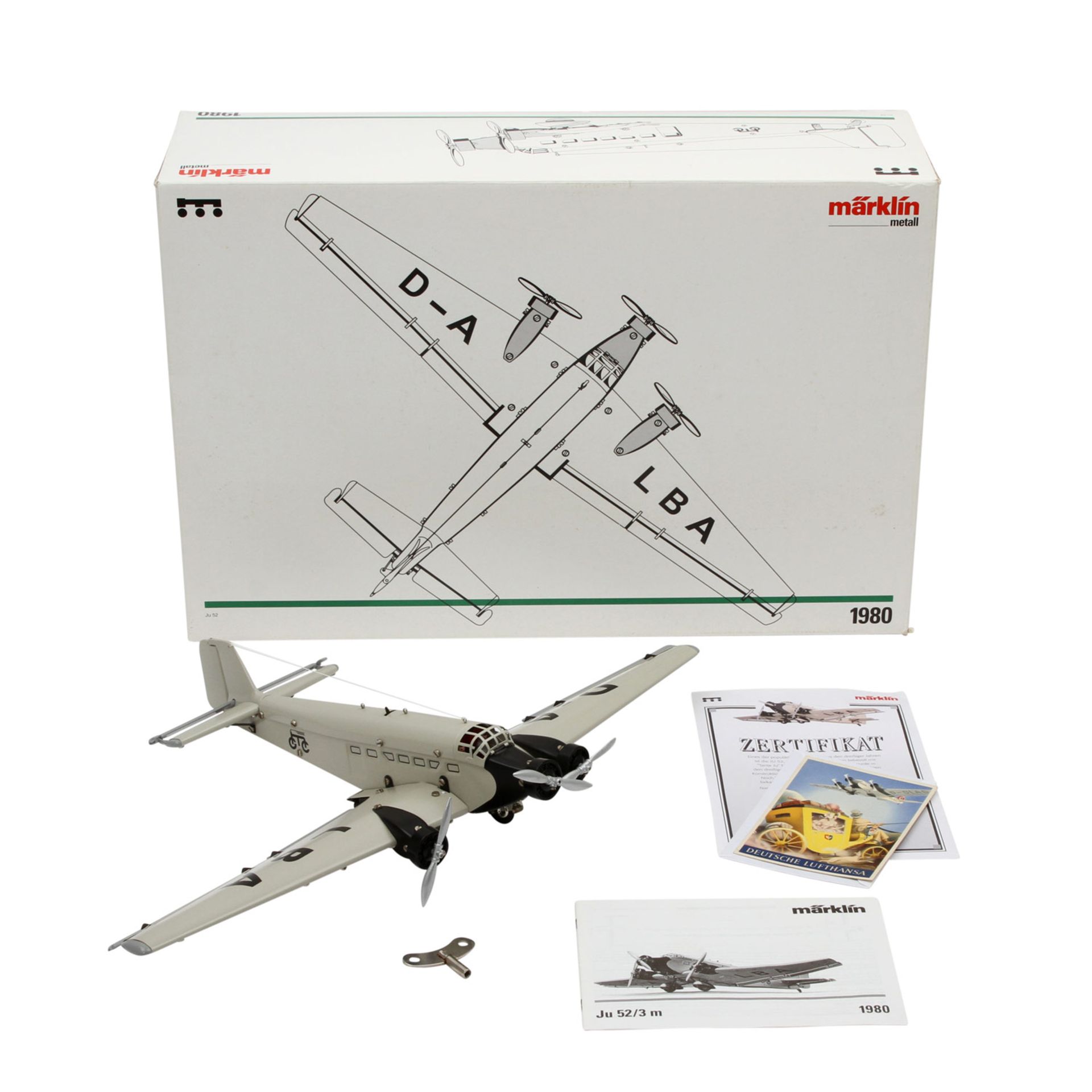 MÄRKLIN Modellflugzeug "JU 52" 1980, 1996,einmalige Auflage, Metall, Uhrwerkmotor, Propeller