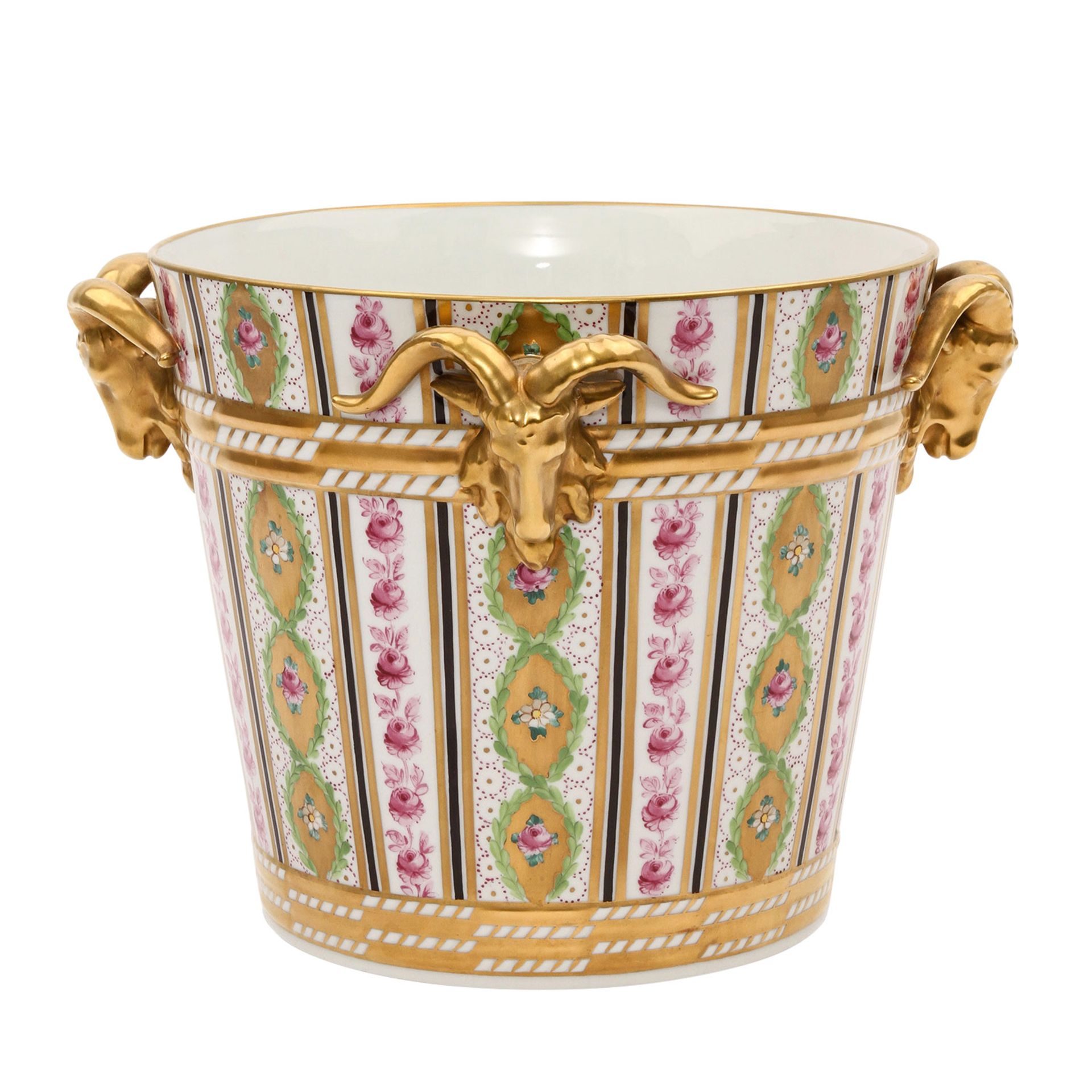 POTSCHAPPEL Dresden Cachepot, 20. Jh.Weißporzellan mit reicher Goldstaffage und polychromer - Image 2 of 5