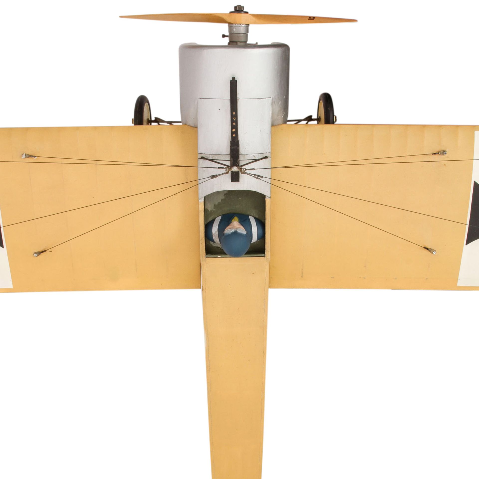 Modell des deutsches Jagdflugzeuges "Fokker E.III" aus dem 1.WK.,braungelb, Holz, Beplankung aus - Image 7 of 11