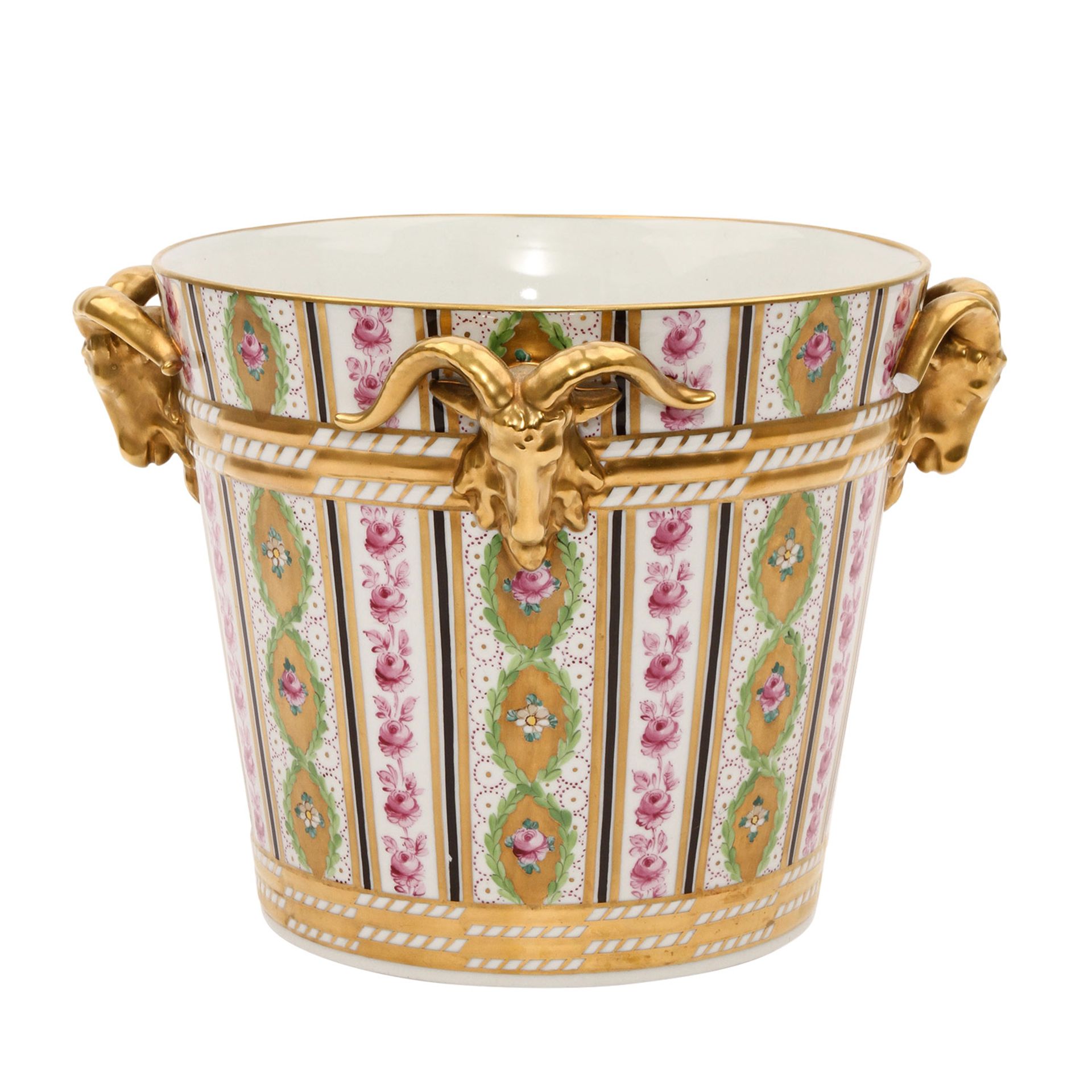 POTSCHAPPEL Dresden Cachepot, 20. Jh.Weißporzellan mit reicher Goldstaffage und polychromer - Image 3 of 5