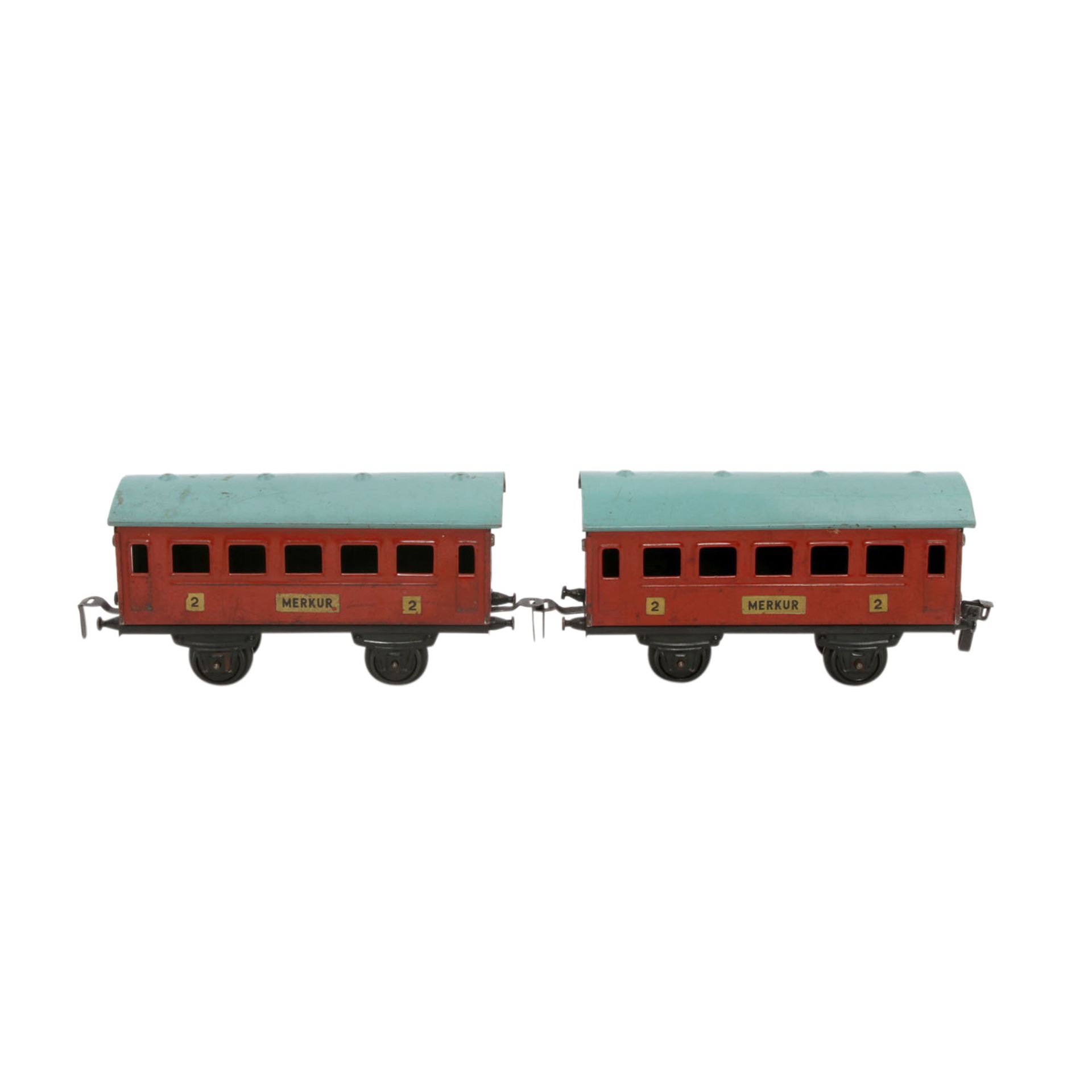MERKUR Zugpackung, Spur 0,Blech, bestehend aus Dampflok m. Kohletender, 2 Personenwagen 2.Kl., 1 - Image 11 of 13