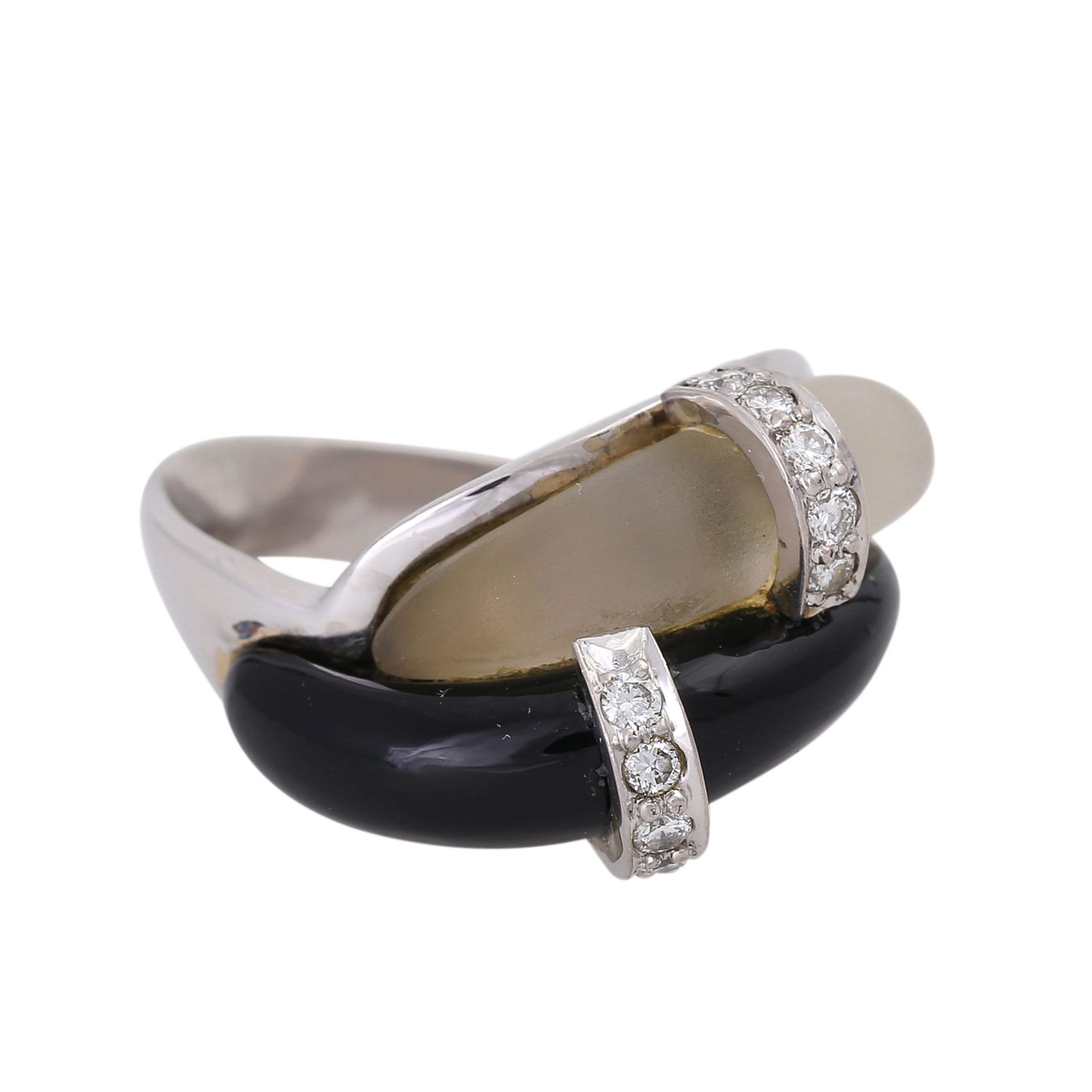 Ring mit Onyx und Bergkristallsowie kleinen Brillanten von zus. ca. 0,10 ct von guter Farbe und - Image 2 of 4