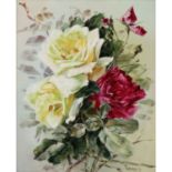 LAZARUS, THOMAS Bildplatte "Rosen", 20. Jh.Polychromes Blumenstillleben in kräftigen Farben auf