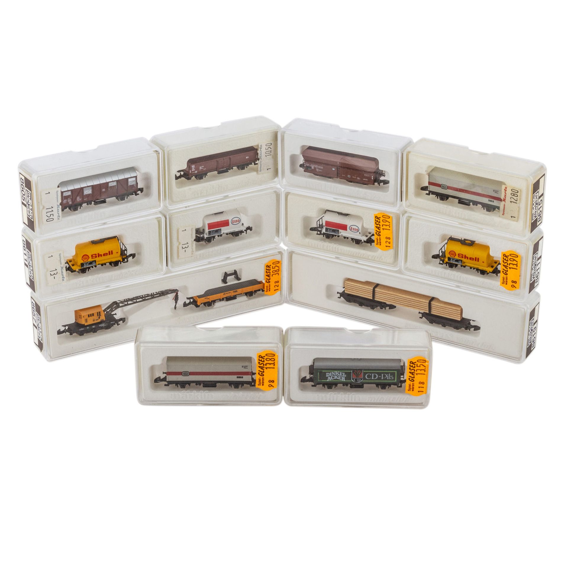 MÄRKLIN MINI-CLUB Konvolut von 12 Güterwagen, Spur Z,bestehend aus 8605, 2x 8611, 2x 8612, 2x