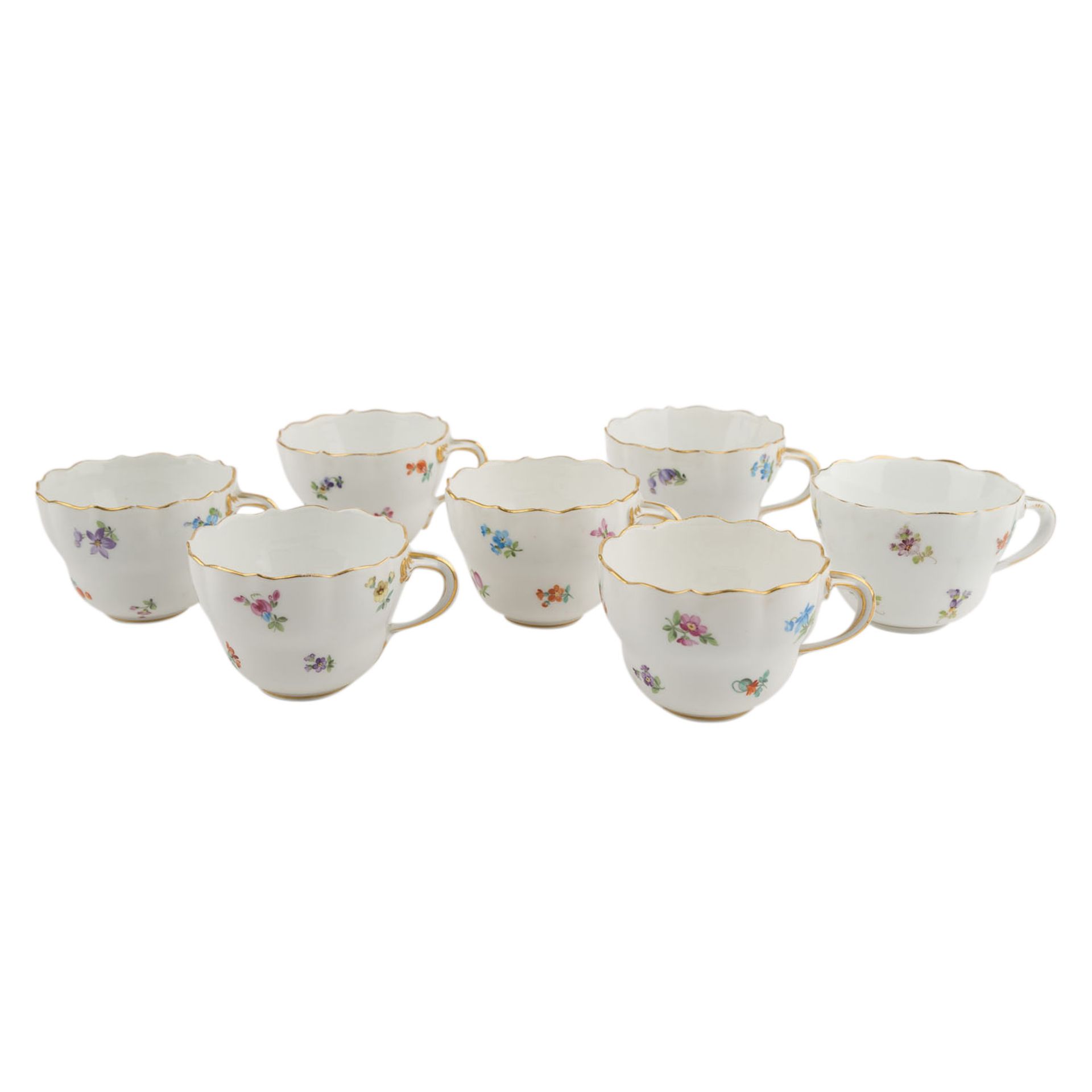 MEISSEN Kaffeeserviceteile f. mind. 6 Personen 'Streublümchen mit Goldrand', Pfeifferzeit und - Image 7 of 10