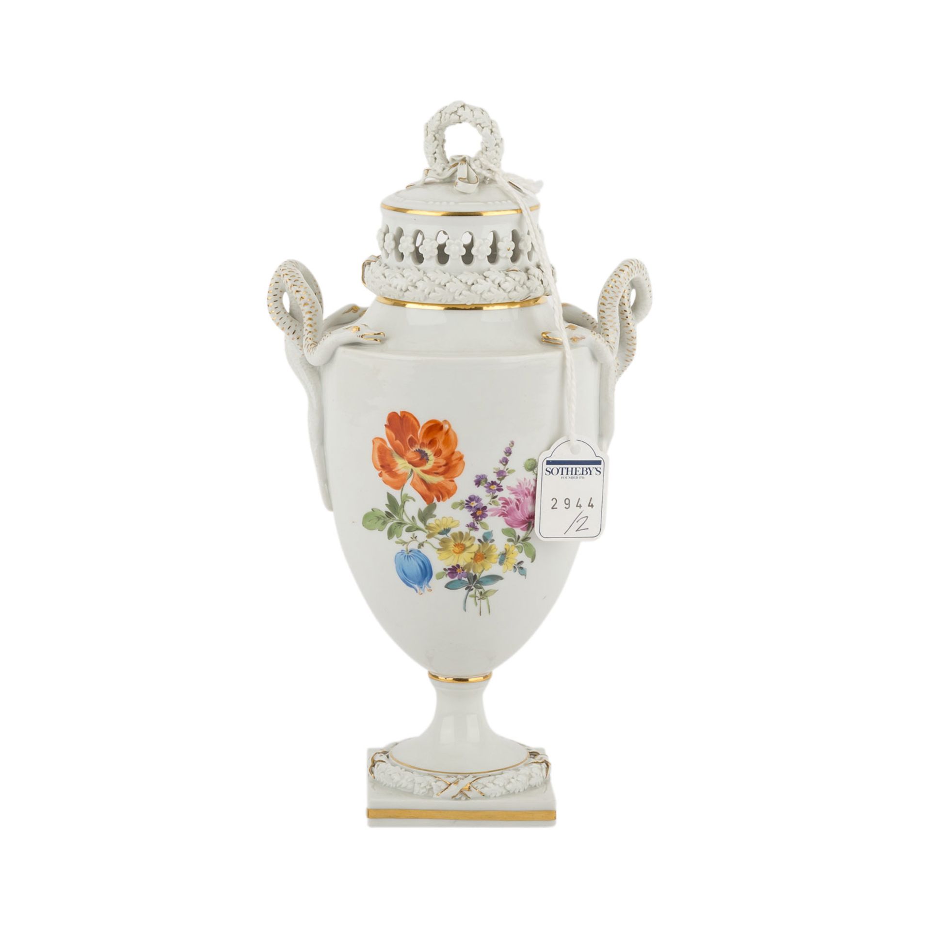 MEISSEN Schlangenhenkelvase, 20. Jh.Aus der fürstlichen Sammlung von Thurn und Taxis. Potpourri- - Image 3 of 9