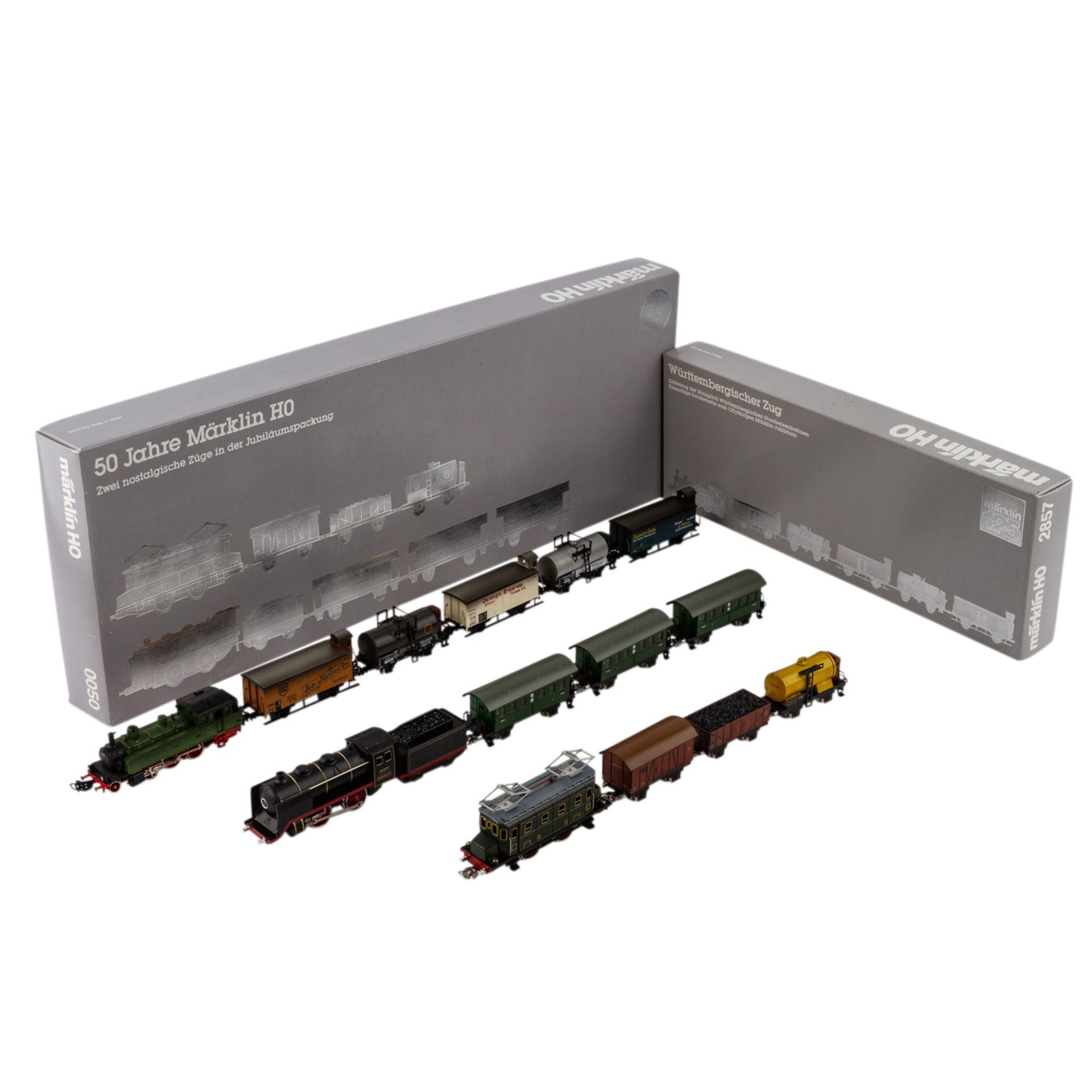 MÄRKLIN Konvolut von zwei Zugpackungen 0050/2857, Spur H0,Jubiläumszugpackung 0050: zum 50-