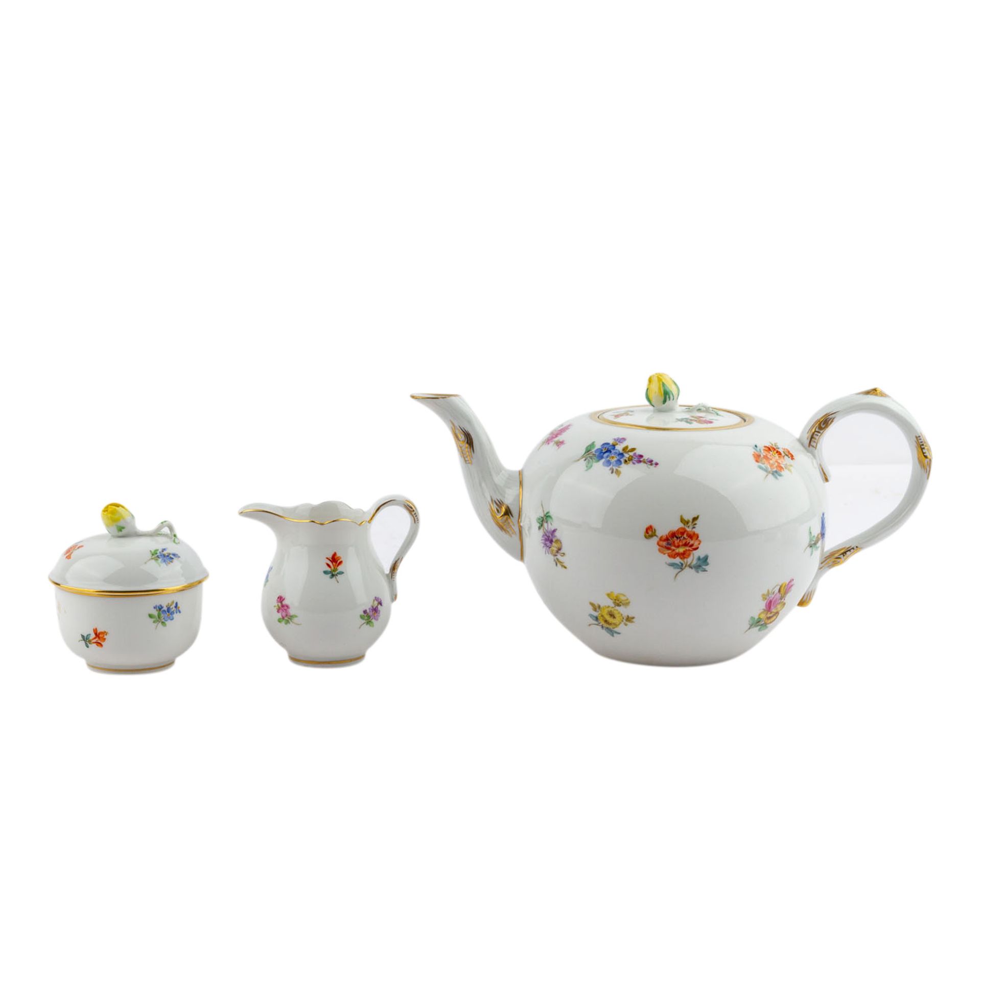 MEISSEN Teeservice f. 6 Personen 'Streublümchen', 20. Jhd.Bestehend aus 6 Teetassen/U-Tassen (1x - Image 3 of 6