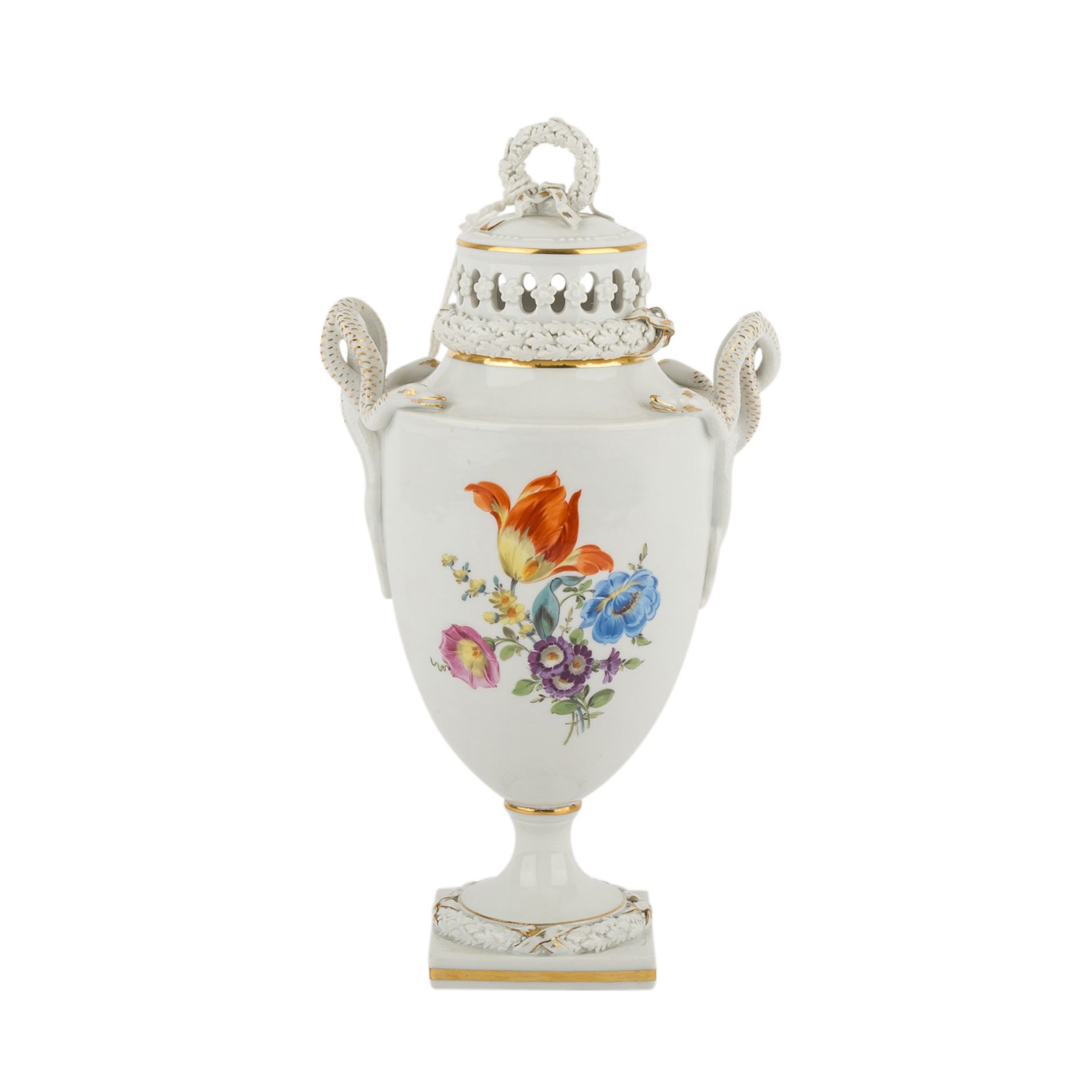 MEISSEN Schlangenhenkelvase, 20. Jh.Aus der fürstlichen Sammlung von Thurn und Taxis. Potpourri-