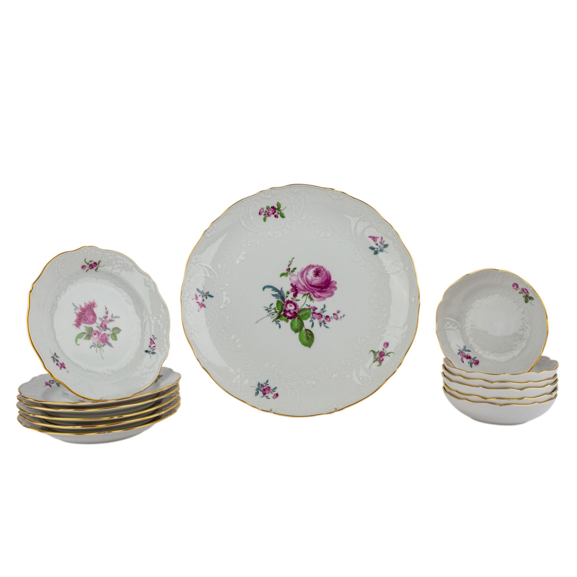 MEISSEN Kaffeeservice f. 6 Personen 'Neumarseille Blumen', 20. Jhd.Bestehend aus 6 Kaffeetassen/U- - Image 7 of 9