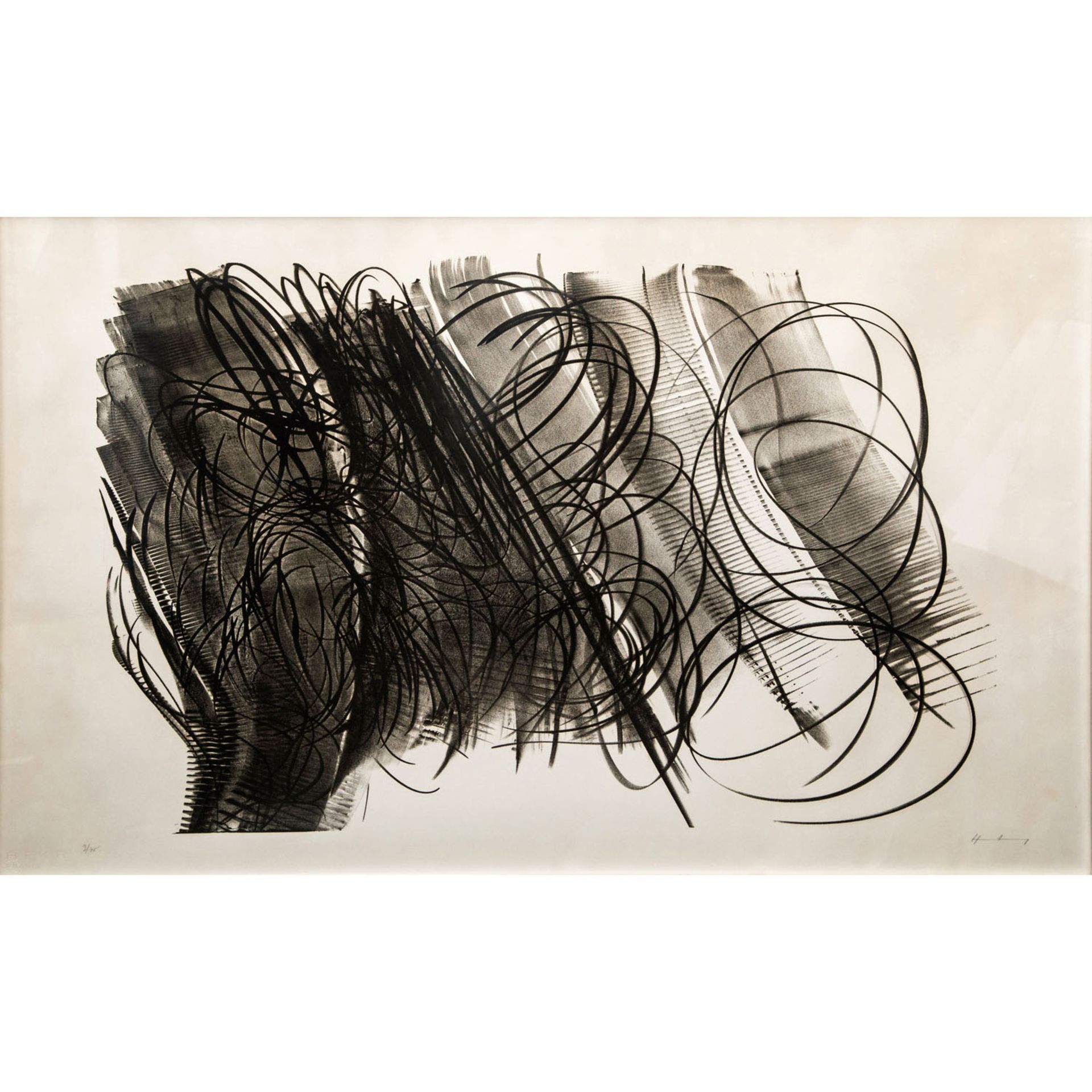 HARTUNG, HANS (1904-1989), "Spiralformen über Streifenkomposition",Lithographie/BFK Rives (mit
