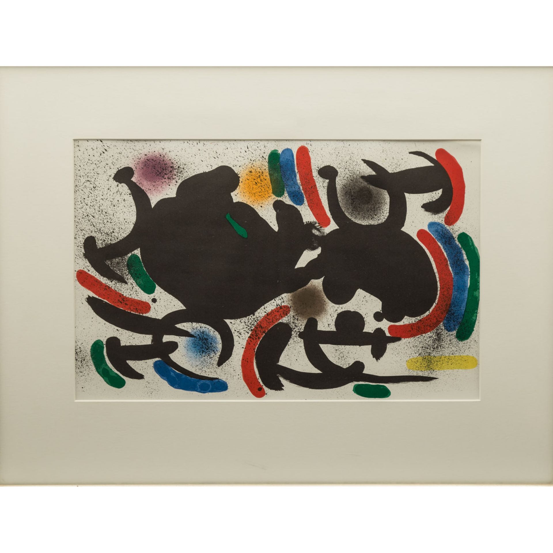 MIRO, JOAN (1893-1983), "Abstrakte Komposition",Farblithographie/Papier, HxB: Passepartoutausschnitt