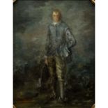 MALER 19. Jh., "Knabe in Blau", Kopie nach THOMAS GAINSBOROUGH (T.G.: 1727-1788),stehender junger