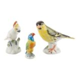 MEISSEN 3-tlg. Konvolut Miniatur-Vogelfiguren, 19./20. Jh.Alle Modelle von Johann Joachim Kaendler