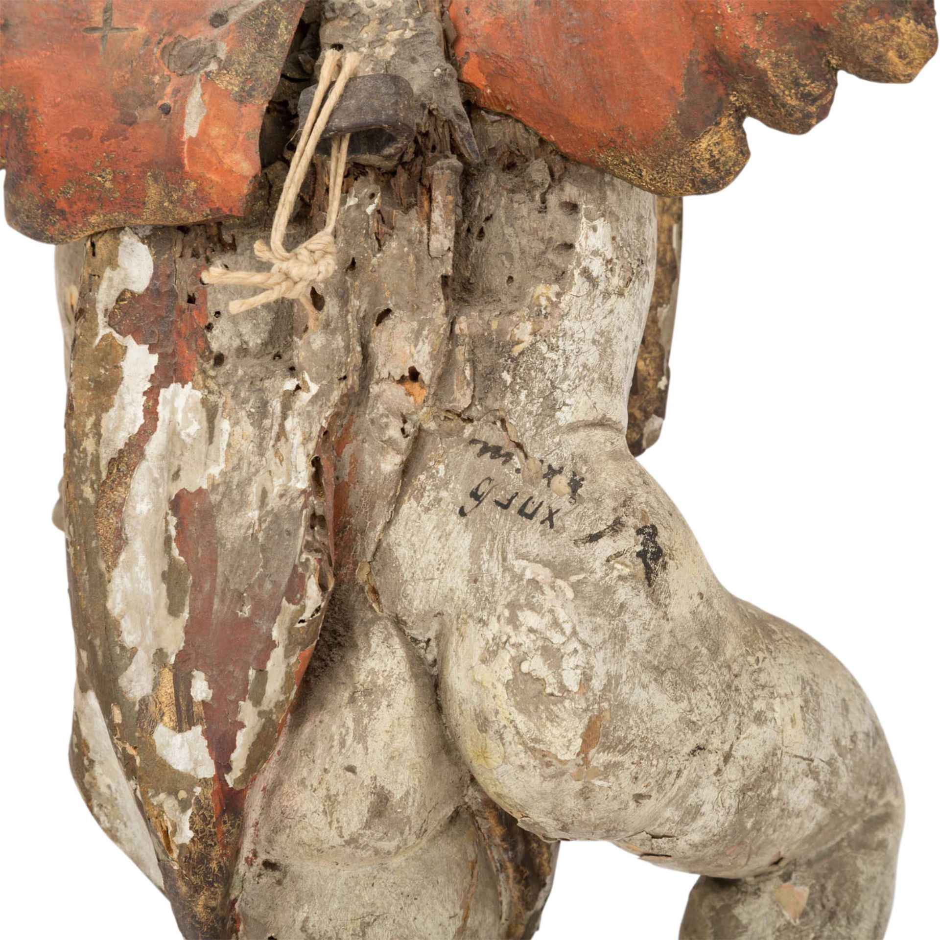 ENGELSPAARBayern, Mitte 18. Jh., Holz, vollrund geschnitzt, Flügel erkennbar angesetzt, ältere - Image 6 of 6