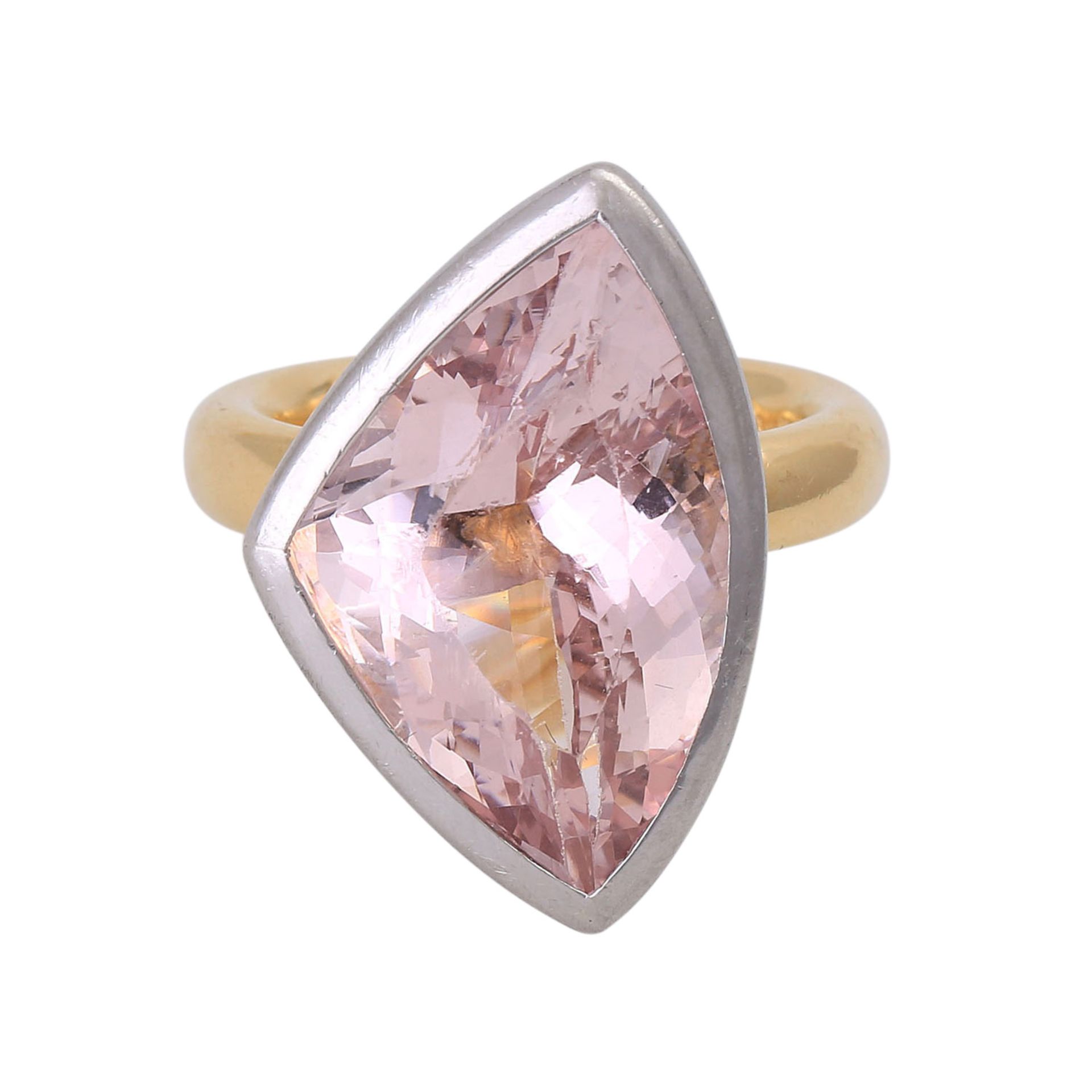 JACOBI Ring mit Morganit ca. 14,35 ct,Ringschiene GG 18K, Fassung Platin, RW: 51 (