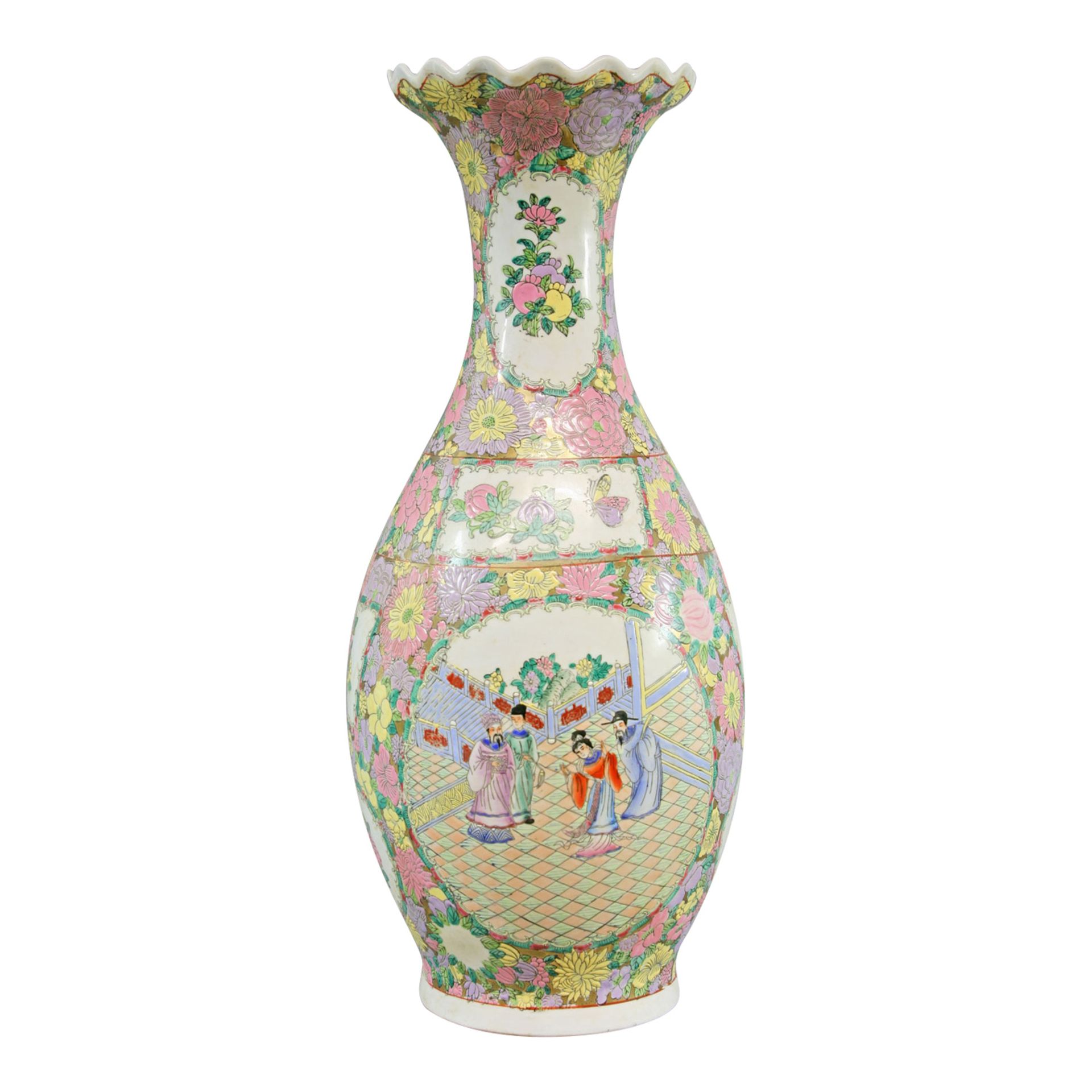 Bodenvase. CHINA, 20. Jh..Mit Famille-Rose-Malerei verziert, H 62 cm.