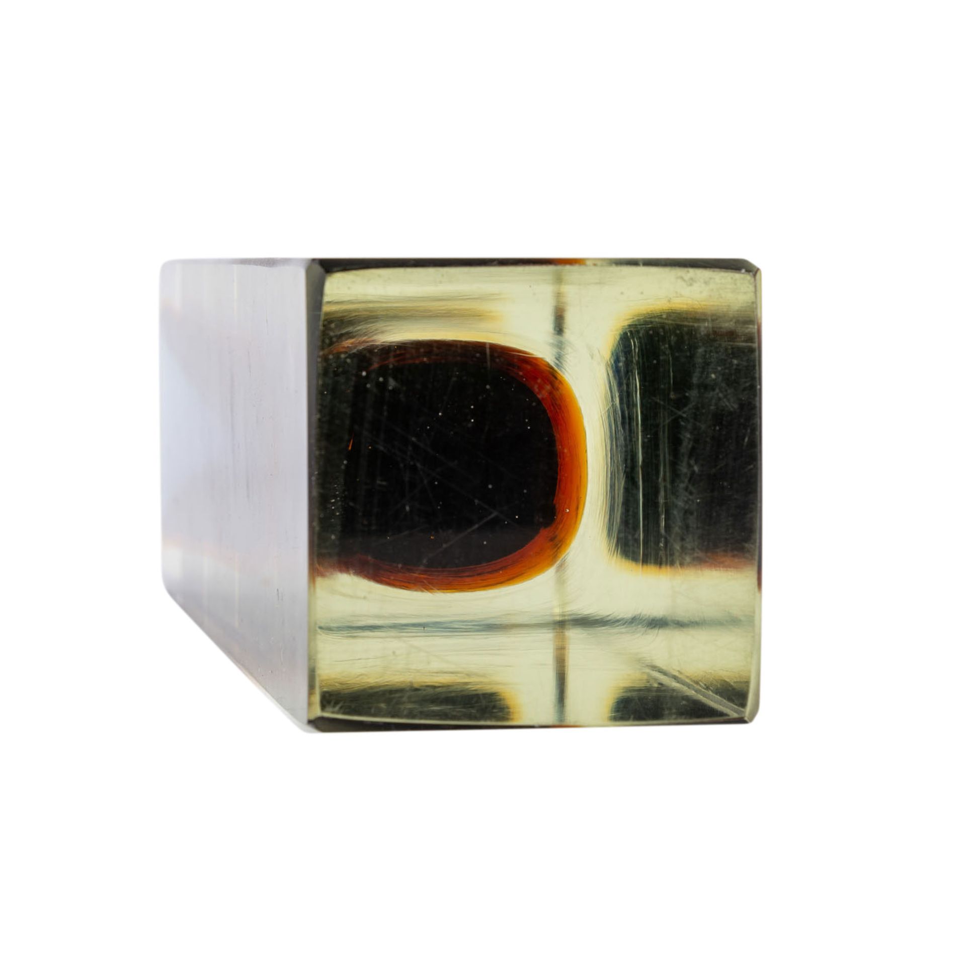 MURANO Blockvase 'Sommerso', 20. Jhd.Kristallglas mit 2 Farben, Klebeetikett 'ARTISTIC CRISTAL - Image 5 of 5