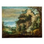 BRUEGHEL, Jan I, ATTR./UMKREIS (J.B.: Brüssel 1568-1625 Antwerpen), "Landschaft mit Personen vor