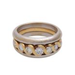 Ring mit 9 Brillanten, zus. ca. 1,2 ct,LGW-GW (I-L)/ SI (Kanten berieben), GG 18K/WG 14K,