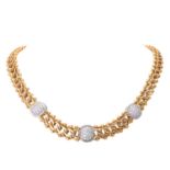 SCHILLING Goldcollier mit zahlreichen Diamantenim Achtkantschliff von zus. ca. 1,5 ct., WEISS-LGW (