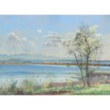 HAUSHOFER, ALFRED (München 1872-1943 Seebruck/Chiemsee), "Am Chiemsee",Blick vom Ufer über den
