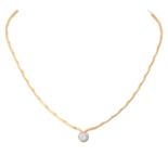 Solitär-Collier mit 1 Brillant ca. 1,5 ct WEISS (H)/P2 (behandelt),gefasst in WG 18K, Collier aus