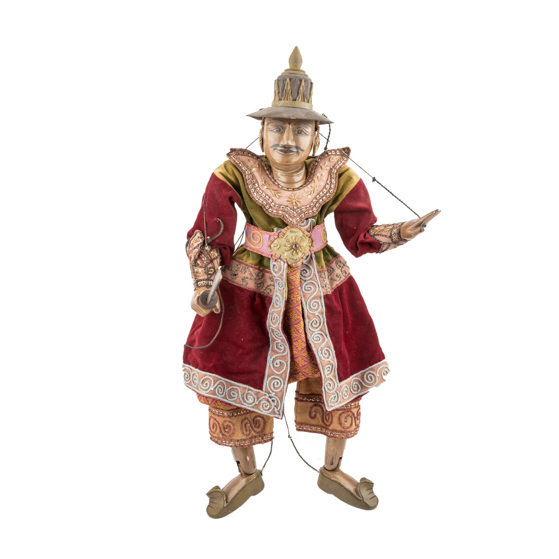 Prächtige Marionette aus Holz. THAILAND, 20. Jh..H ca. 75 cm.