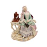 MEISSEN "Mädchen am Spinnrad", 1870-1924Modell von Johann Joachim Kaendler um 1760, nach einem