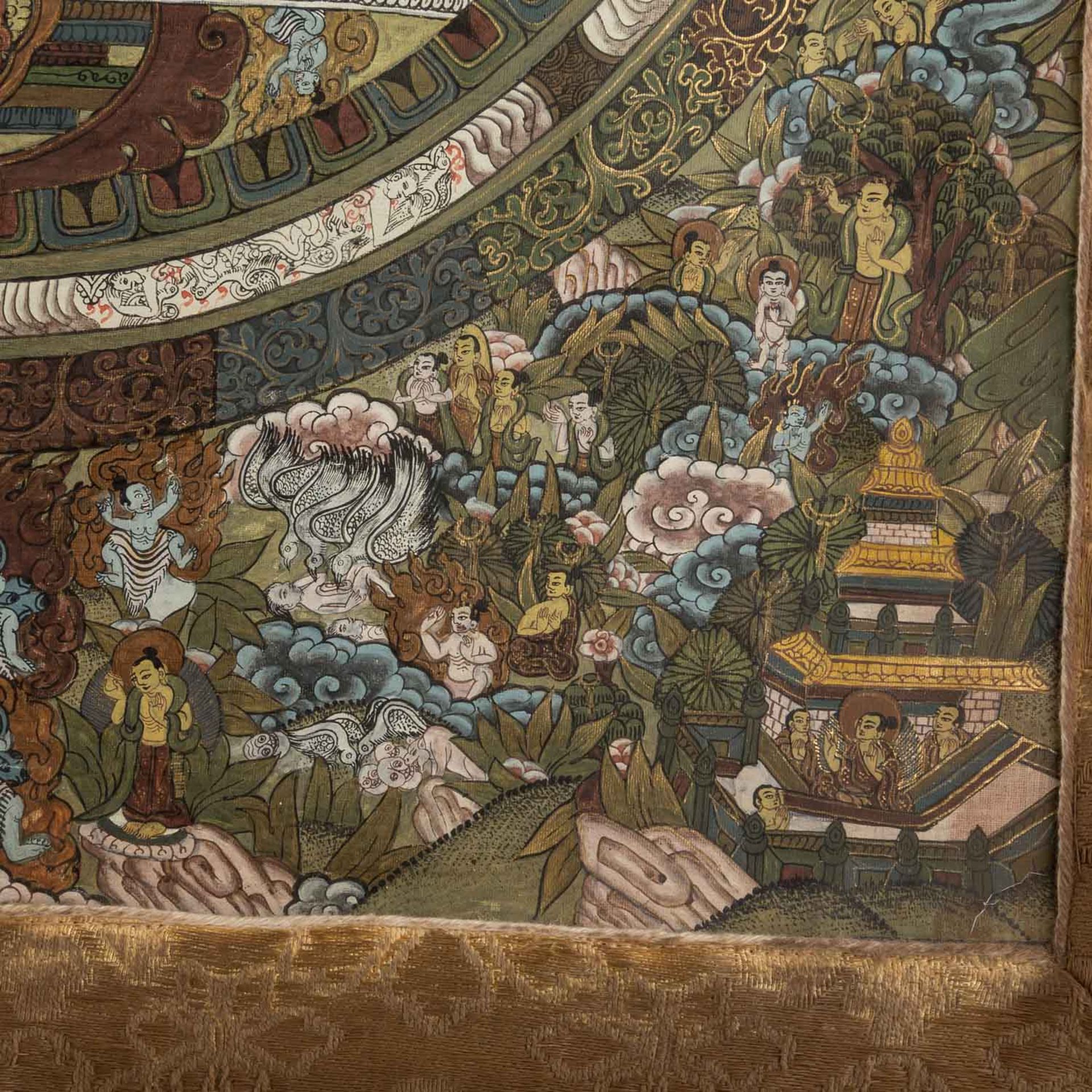 Thangka. TIBET, 1. Hälfte 20. Jh..Mit Darstellung eines Mandala, Tempera und Goldfarbe auf - Image 5 of 7