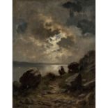 LIER, ADOLF HEINRICH (1826-1882), „Reiter in Landschaft“Signiert, Öl/Leinwand doubl.. HxB ca.: 45/35