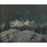 PLANER (Maler/in 1. Hälfte 20. Jh.), "Verschneite Alpen bei Nacht",romantische