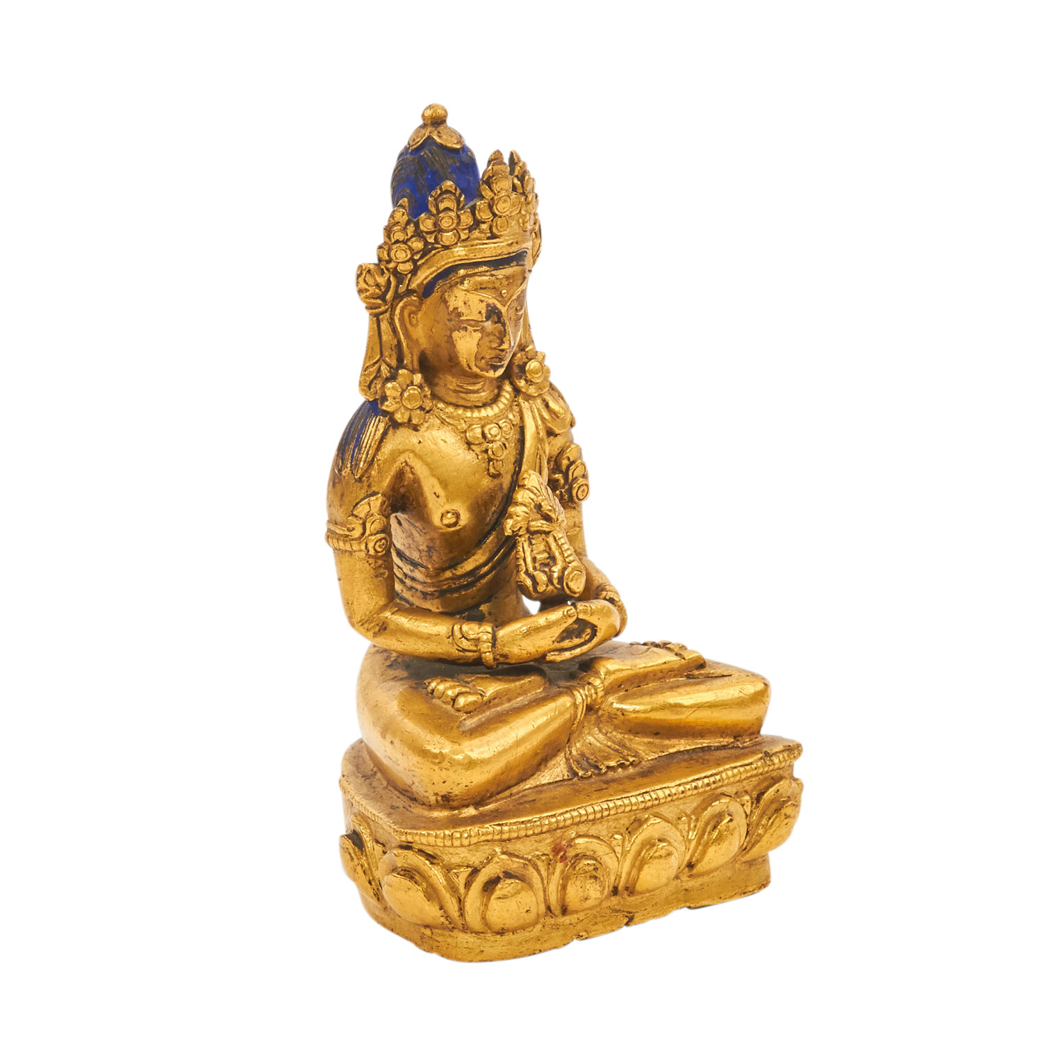 Buddha Amitayus. Feuervergoldete Bronze SINOTIBETISCH, 20. Jh..In klassischer Darstellung: im