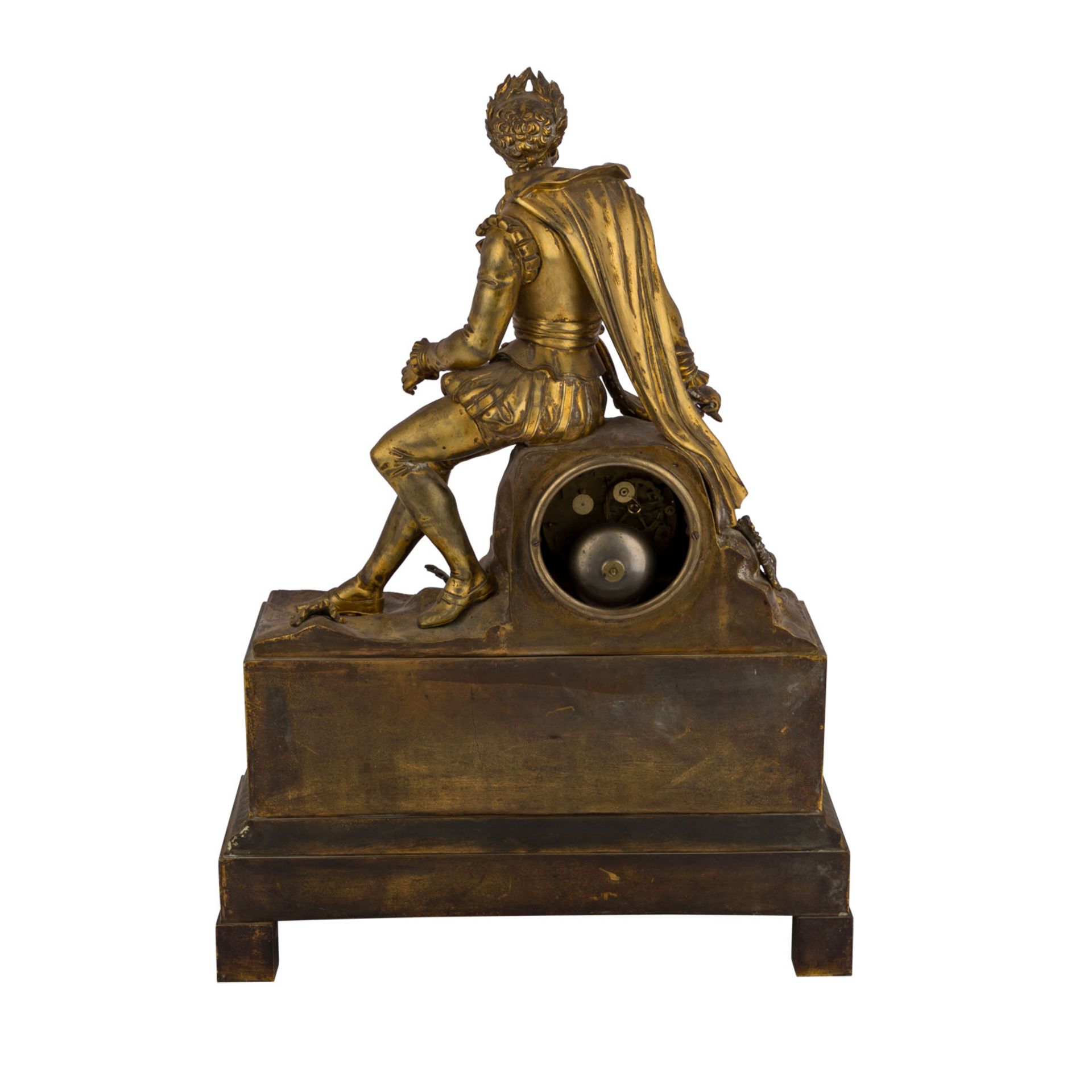 GROßE EMPIRE PENDULEFrankreich, um 1815, Bronze feuervergoldet, Uhrwerk mit Fadenaufhängung, - Bild 3 aus 7