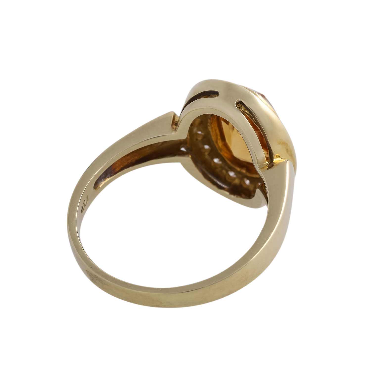 Ring mit 1 oval fac. Citrin, entouriert von 20 Brillanten,zus. ca. 0,2 ct (grav.), GG 14K, RW 56, - Image 3 of 4