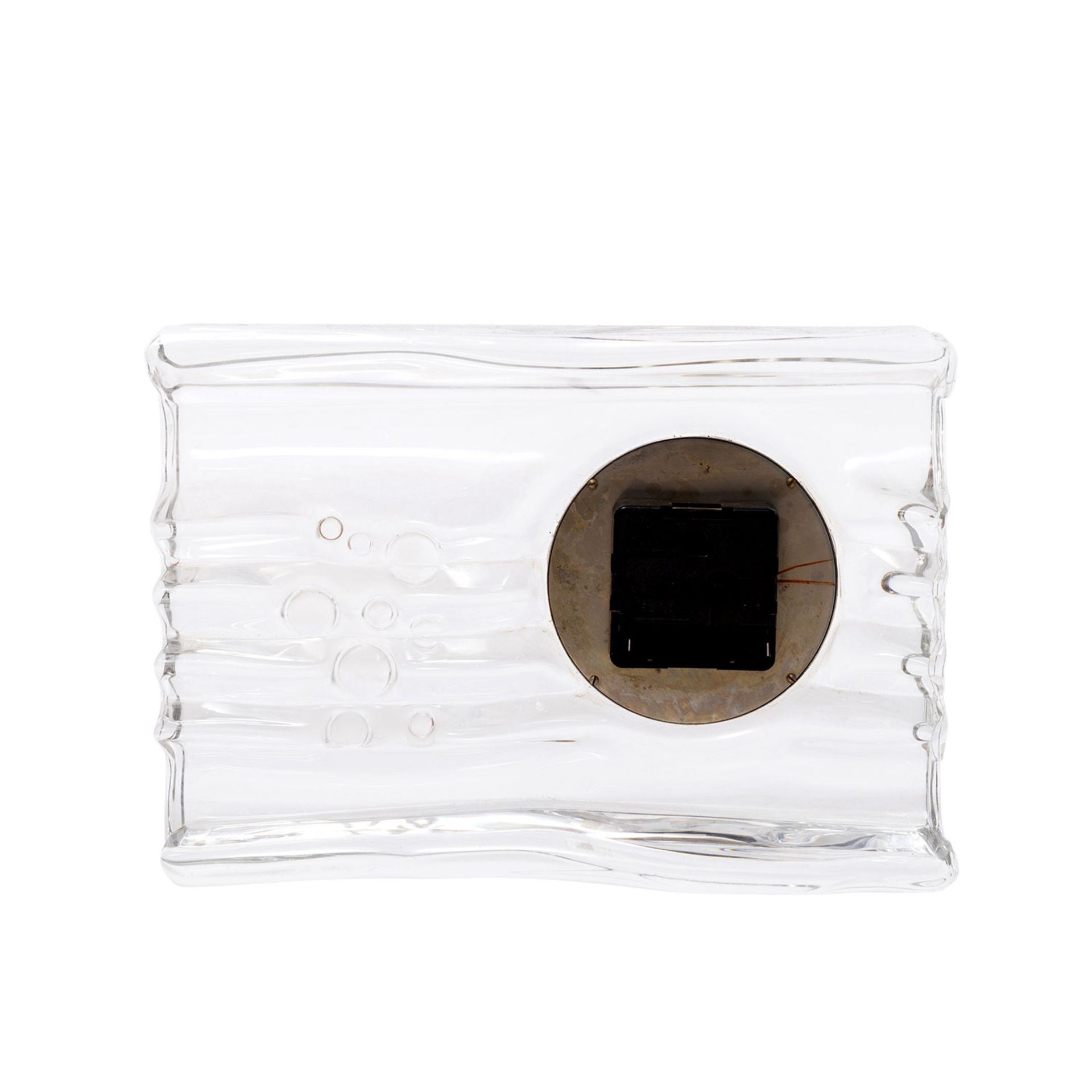 DAUM Quartz-Uhr, 20.Jh.quadratischer Glaskorpus mit eingesetzter Uhr, batteriebetrieben, - Bild 4 aus 4