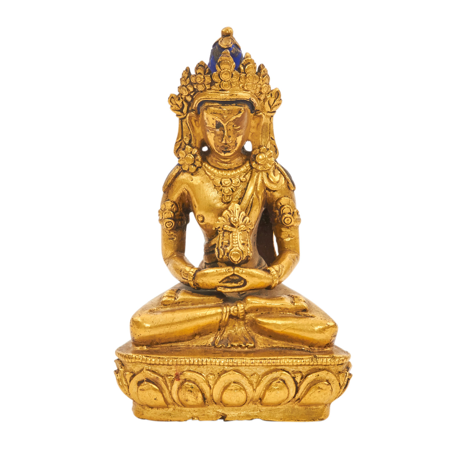 Buddha Amitayus. Feuervergoldete Bronze SINOTIBETISCH, 20. Jh..In klassischer Darstellung: im - Image 2 of 6