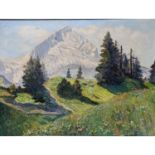 THEIS, HEINZ (1894-1966, deutscher Maler tätig in Garmisch-Partenkirchen), "Alpspitze bei