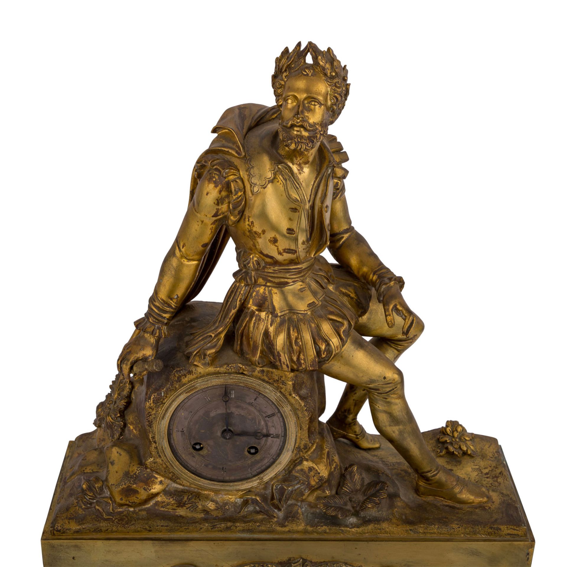GROßE EMPIRE PENDULEFrankreich, um 1815, Bronze feuervergoldet, Uhrwerk mit Fadenaufhängung, - Bild 5 aus 7