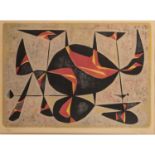 SINGIER, GUSTAVE (1900-1994), "Abstrakte Figurenkomposition",Farblithographie/chamoisfarbenes