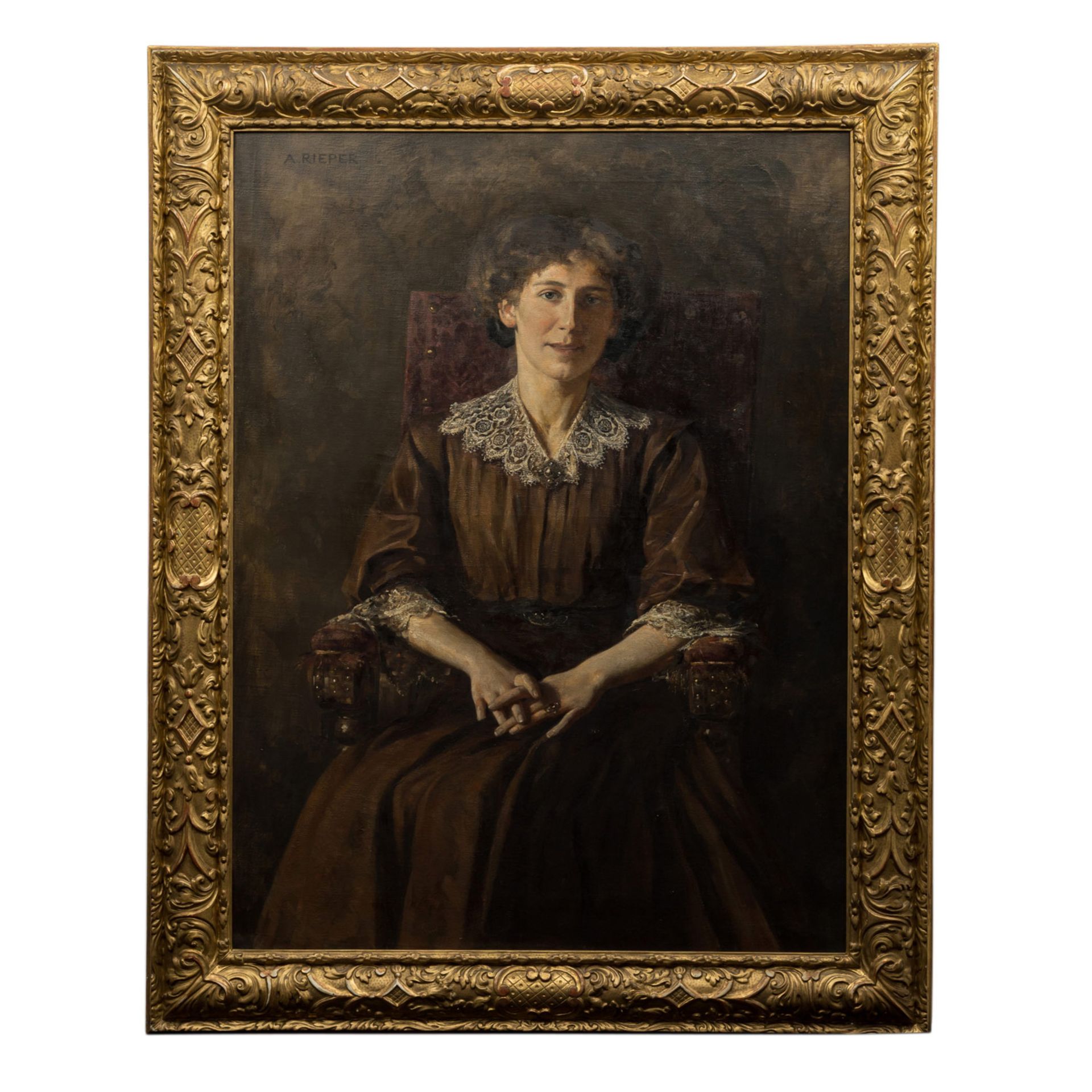 RIEPER, AUGUST (1865-1940), "Portrait der Lore Rieper, die Frau des Künstlers",die junge Frau im - Bild 2 aus 8