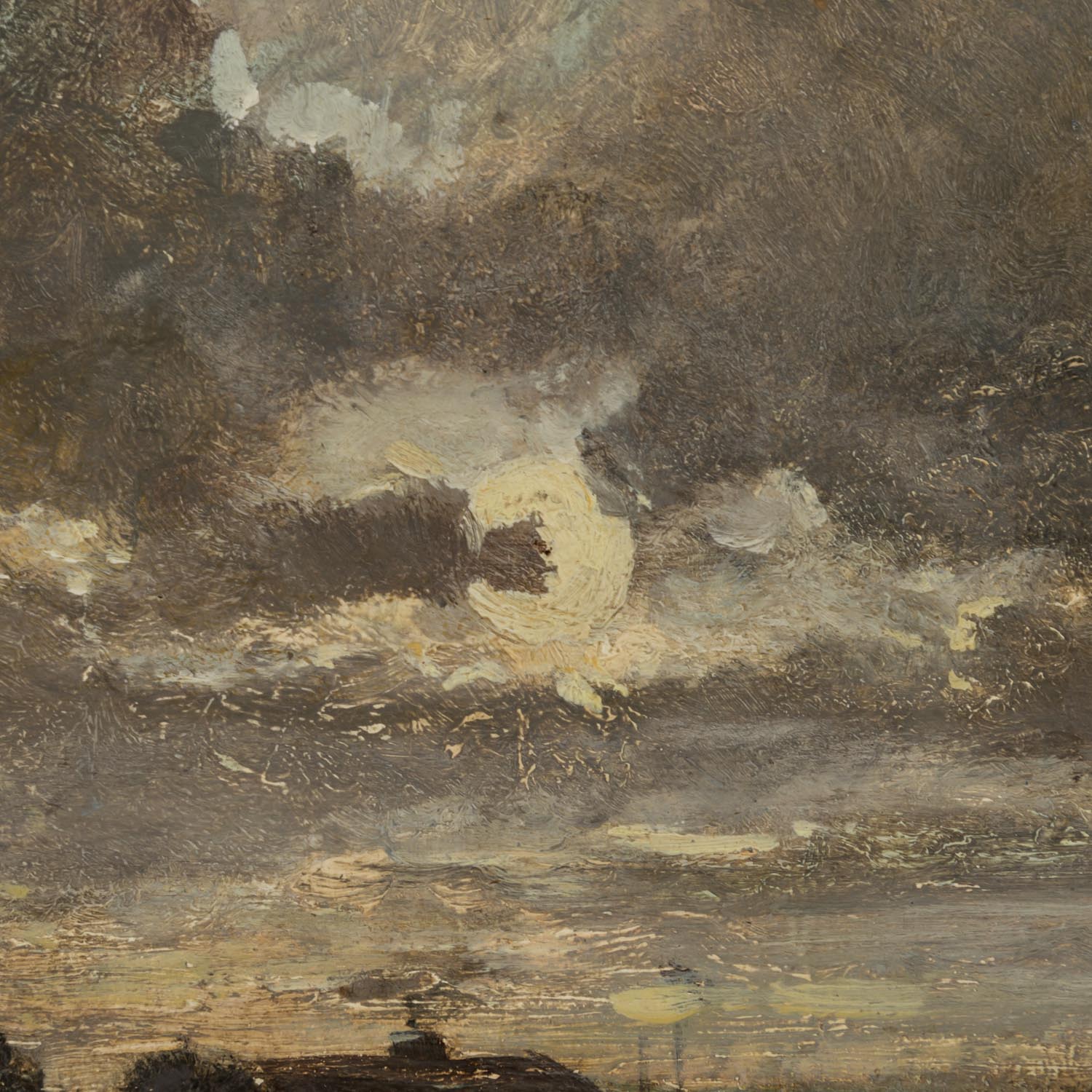 STADEMANN, ADOLF, attrib. (1824-1895), "Abend"Öl auf Holz, Verso Etikett von die Galerie - Image 3 of 5