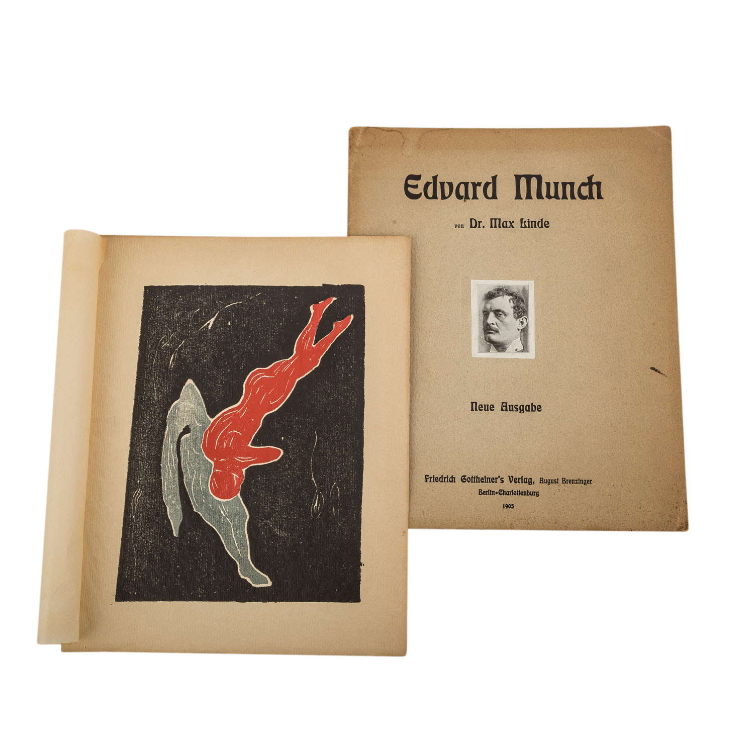 Linde, Max, EDVARD MUNCH, mit inliegendem Farbholzschnitt "Zwei Figuren",Neue Ausgabe, Berlin: