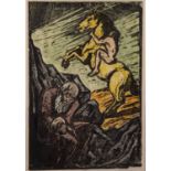 STEINHARDT, JAKOB (1887-1968), "Alter und Jugend",Allegorie der Lebensalter, Farbholzschnitt/