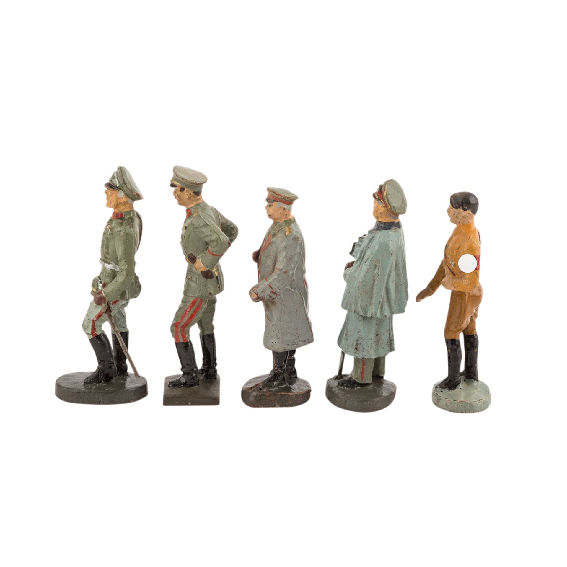ELASTOLIN/LINEOL fünf Persönlichkeiten,Masse, 3x gemarkt, bestehend aus Hitler in Parteiuniform m. - Bild 2 aus 4