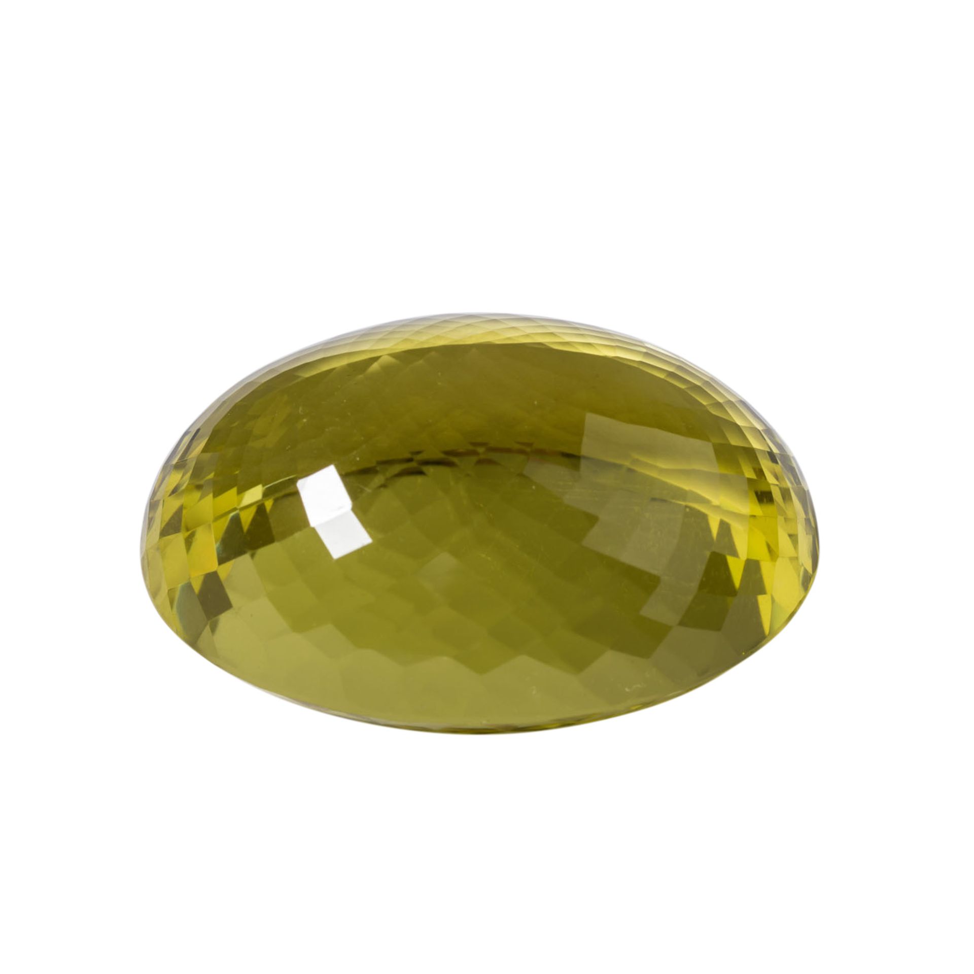 Lemon Citrin, ca. 94,46 ct.,33.0 x 25.0 x 16.0 mm, oval, grünlichgelb. - Bild 2 aus 2