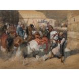 FABER DU FAUR, OTTO VON ( 1828-1901), "Marokkaner zu Pferd "Aquarell/Velin, unten links signiert: "