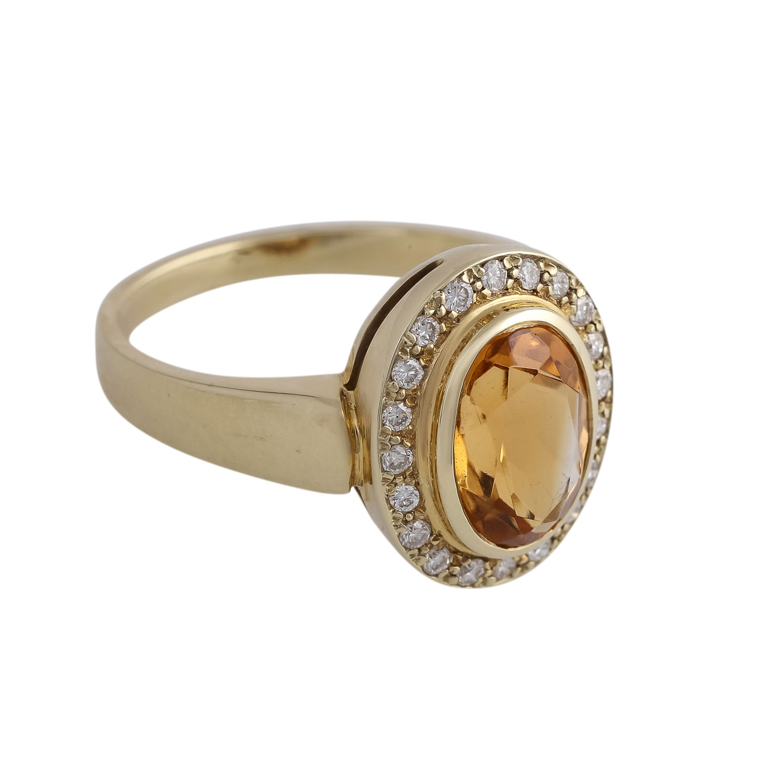 Ring mit 1 oval fac. Citrin, entouriert von 20 Brillanten,zus. ca. 0,2 ct (grav.), GG 14K, RW 56, - Image 2 of 4