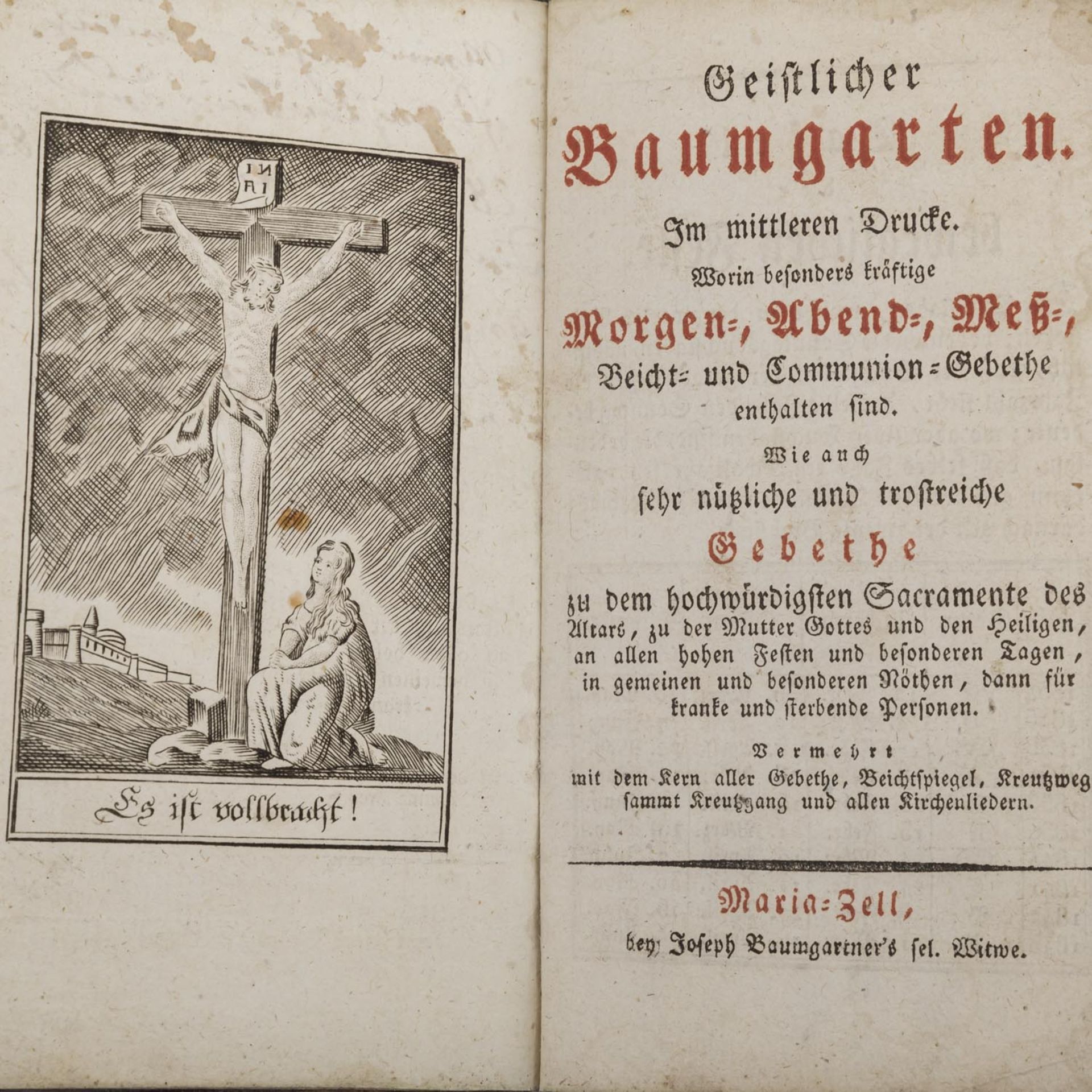 KONVOLUT VON ZWEI RELIGIÖSEN BÜCHERNGEISTLICHER BAUMGARTEN / IM MITTLEREN DRUCKE, 19. Jh.Um 1834, - Bild 2 aus 5